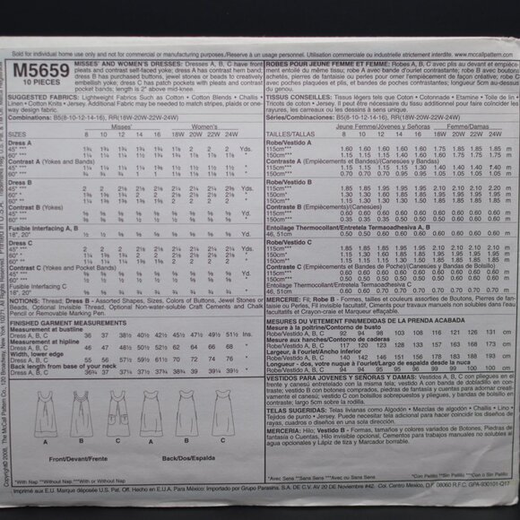 McCall's Pattern M6559 3 Dress Size 8-24 - Picture 2 of 4